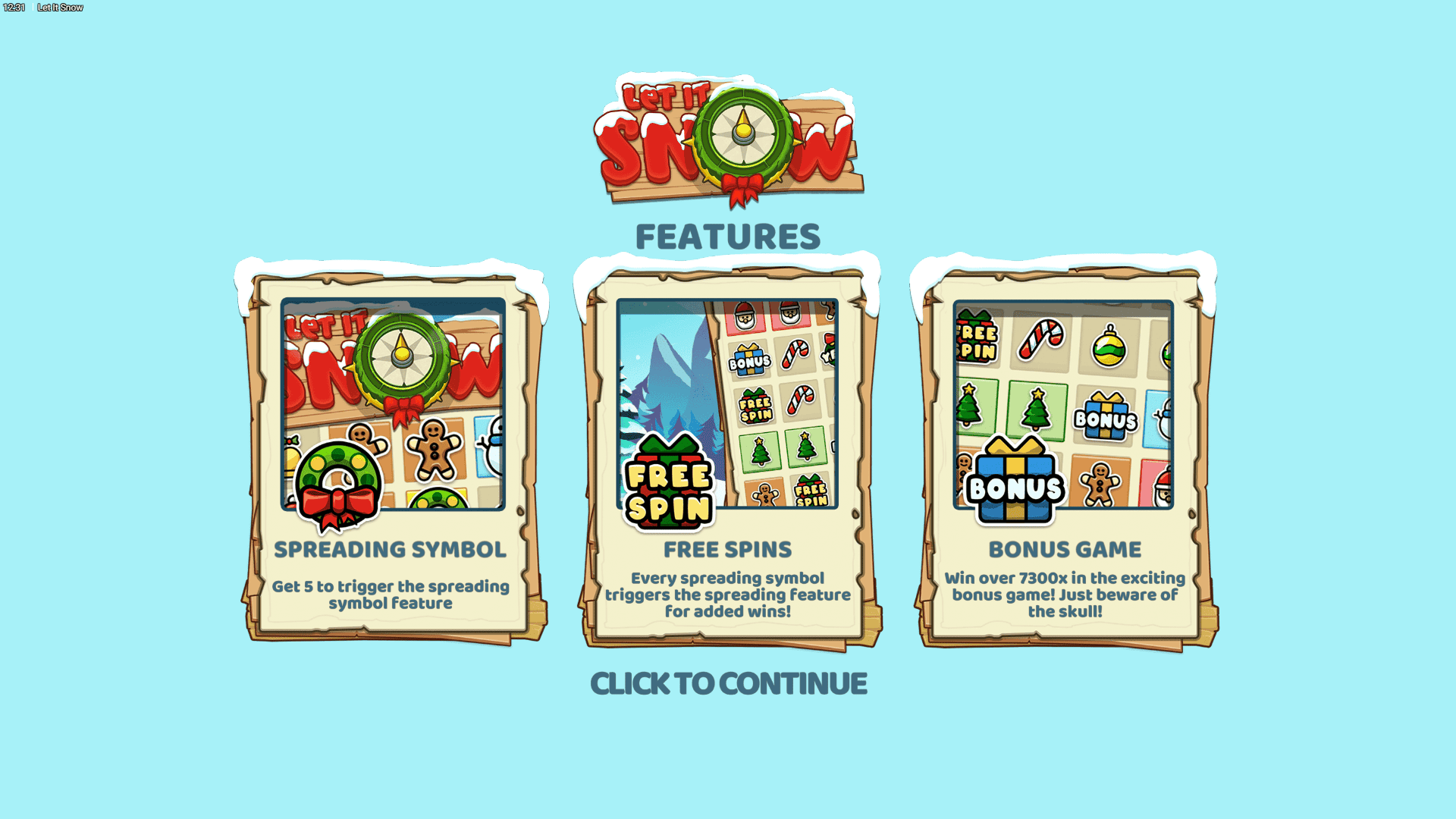 Let It Snow slot intro screen