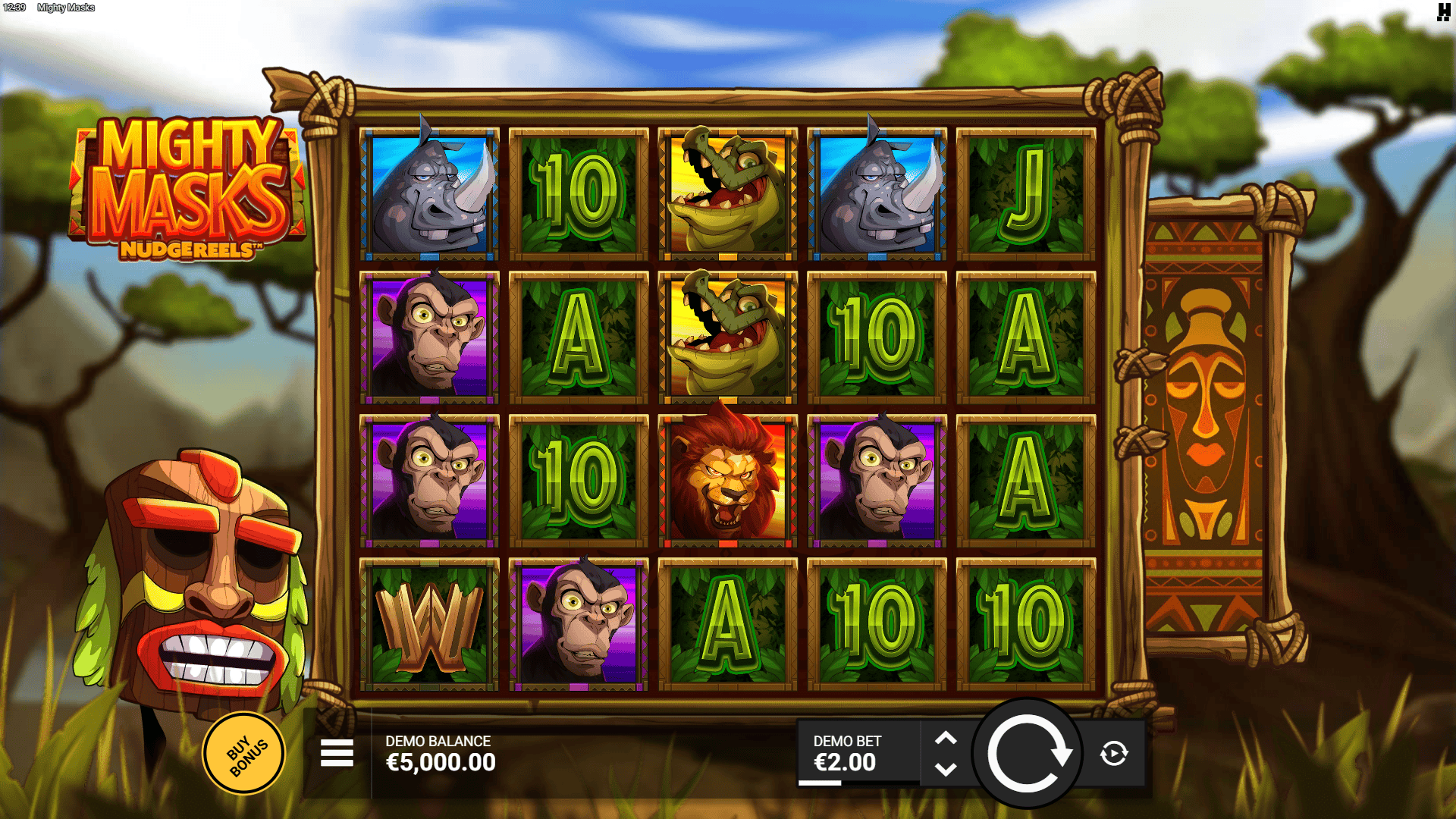 Mighty Masks slot gameplay reels