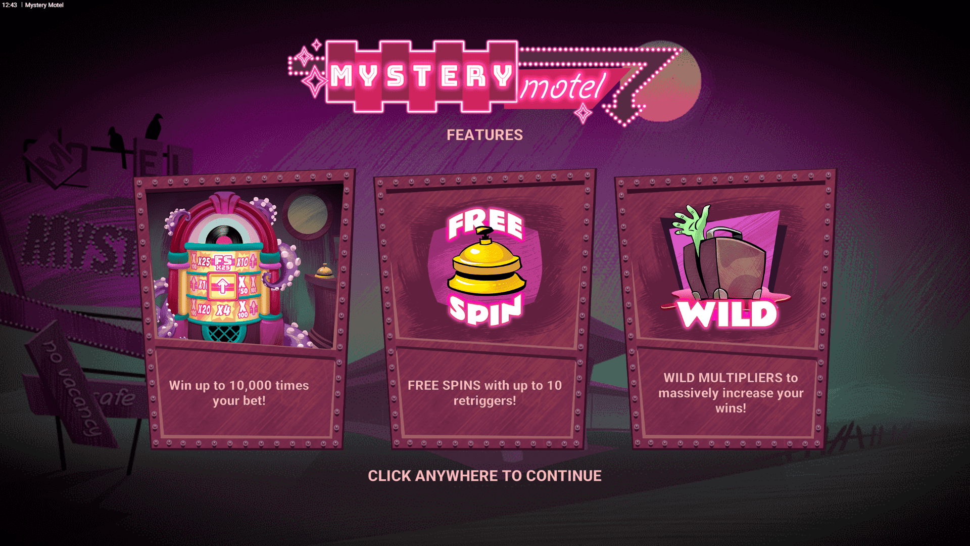 Mystery Motel slot intro screen