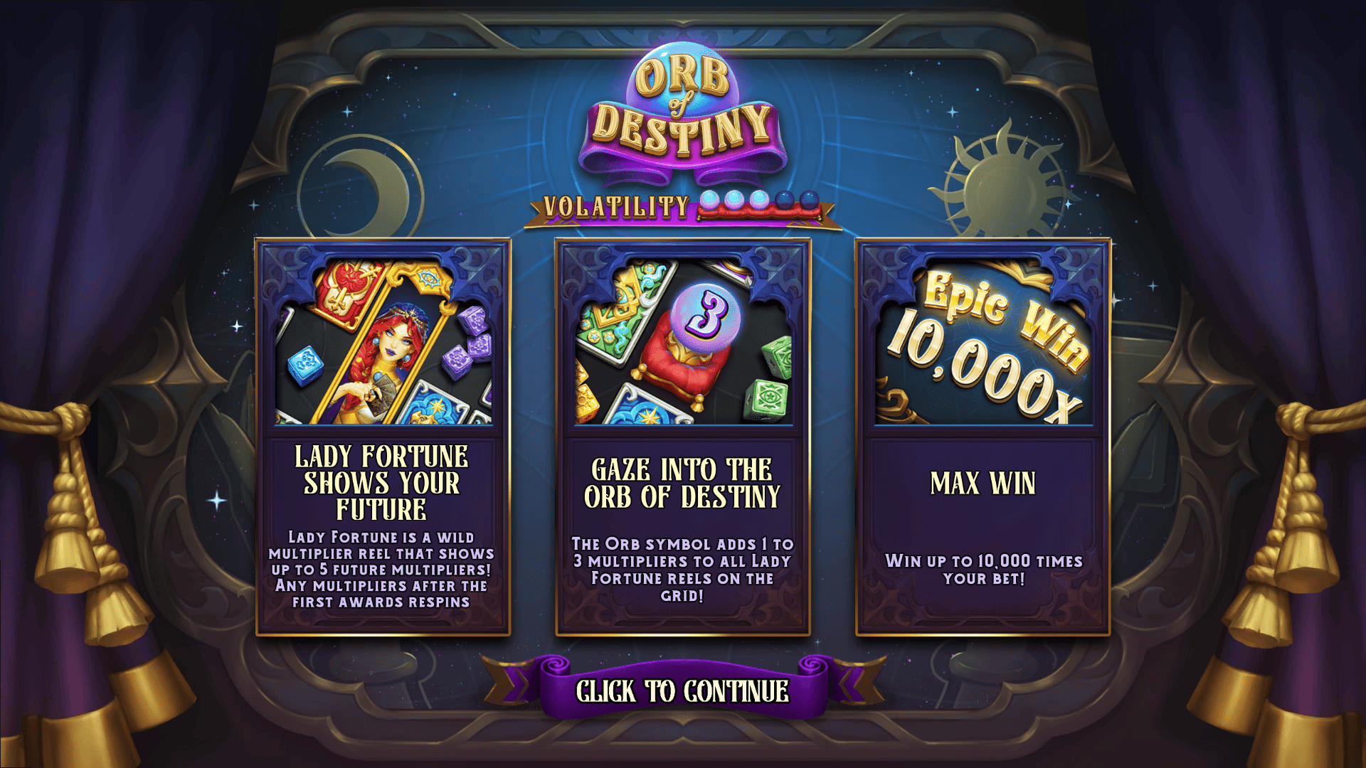 Orb of Destiny slot intro screen