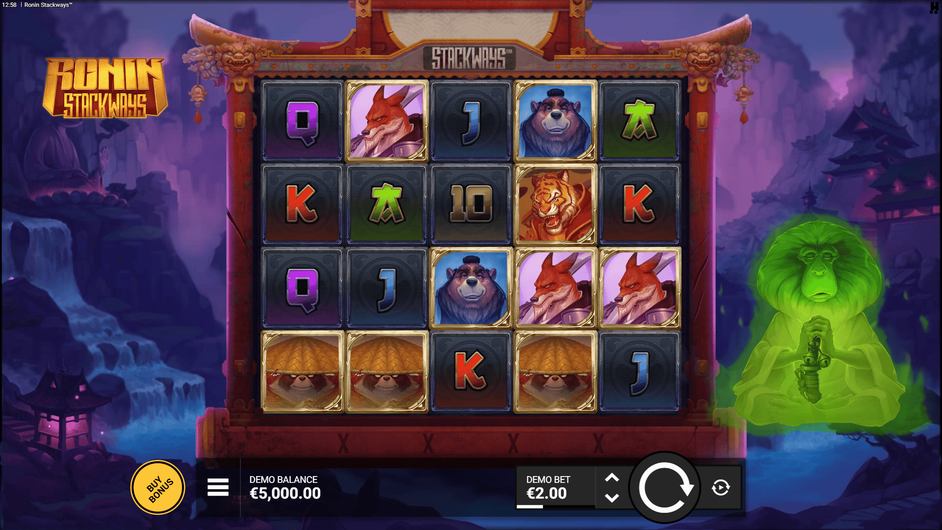 Ronin Stackways slot gameplay reels