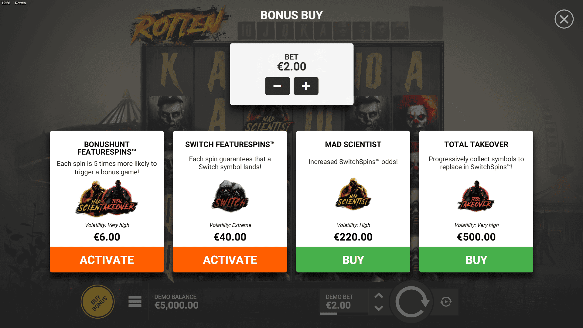 Rotten bonus buy menu