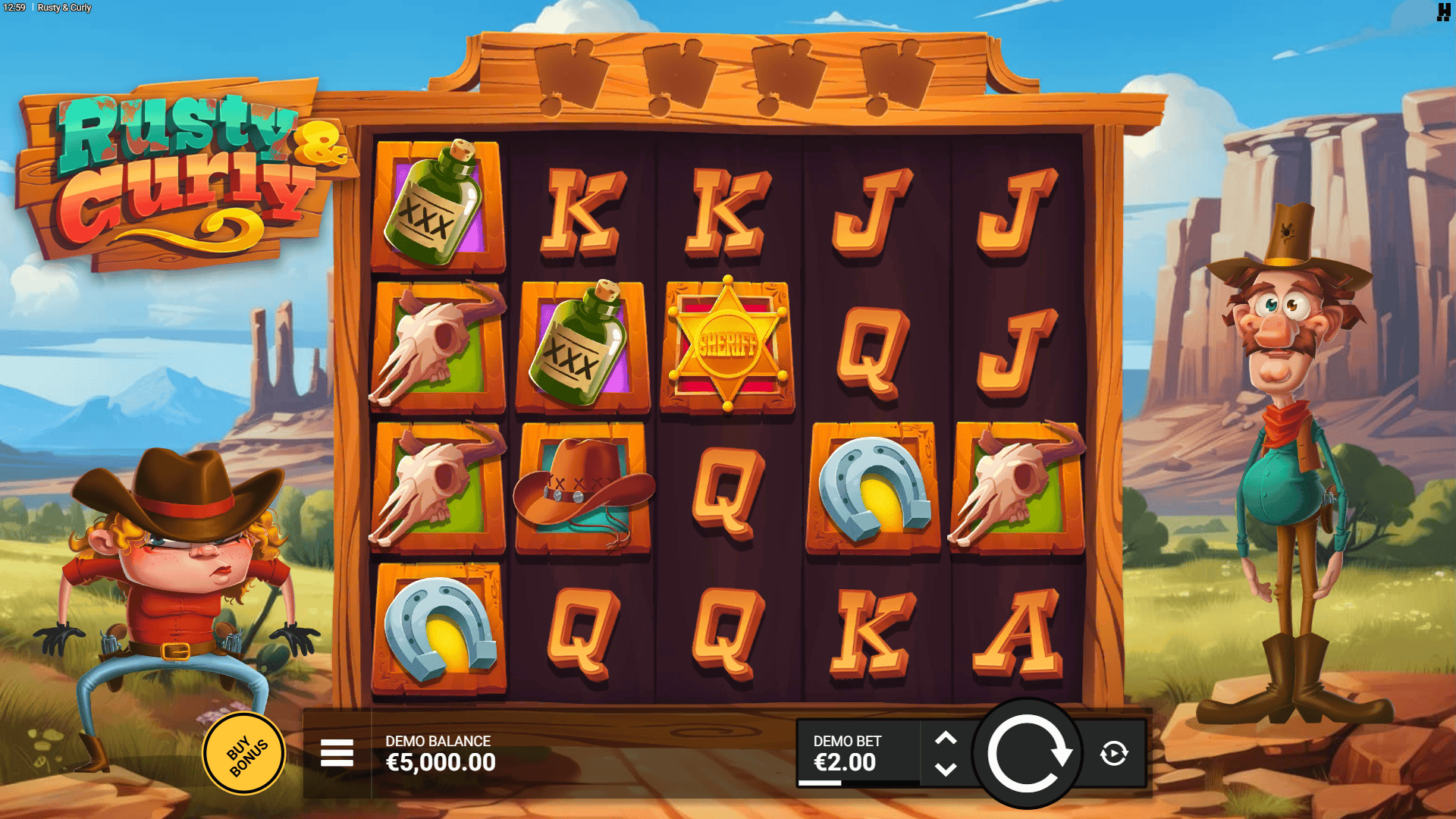 Rusty & Curly slot gameplay reels