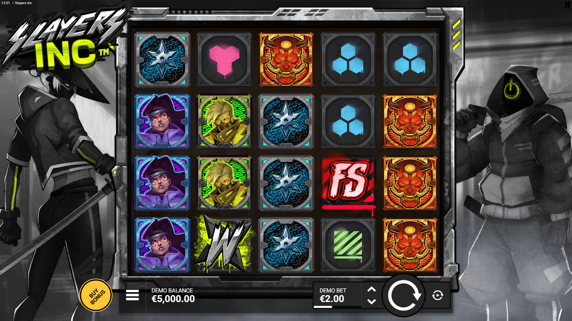 Slayers INC slot gameplay reels