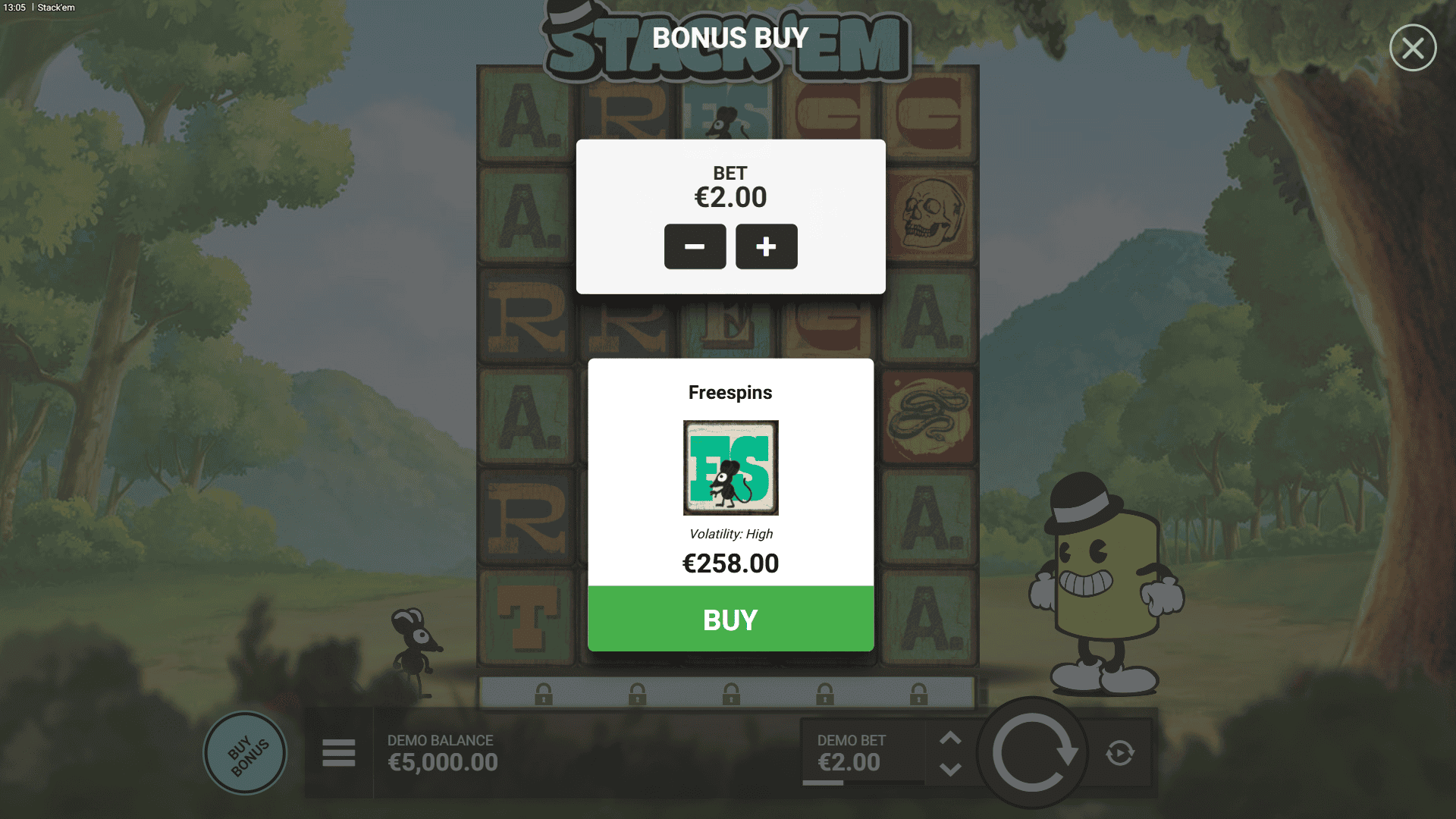 Stack’Em bonus buy menu