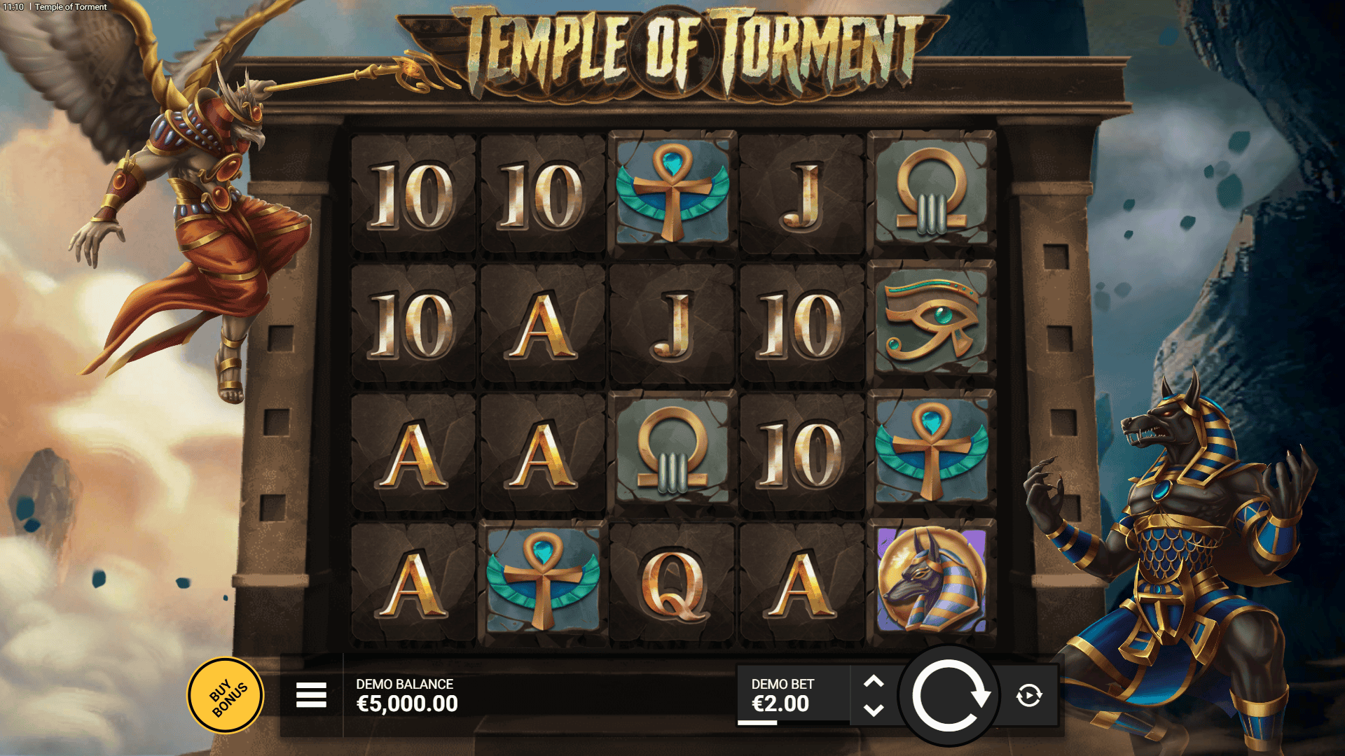 Temple of Torment slot gameplay reels