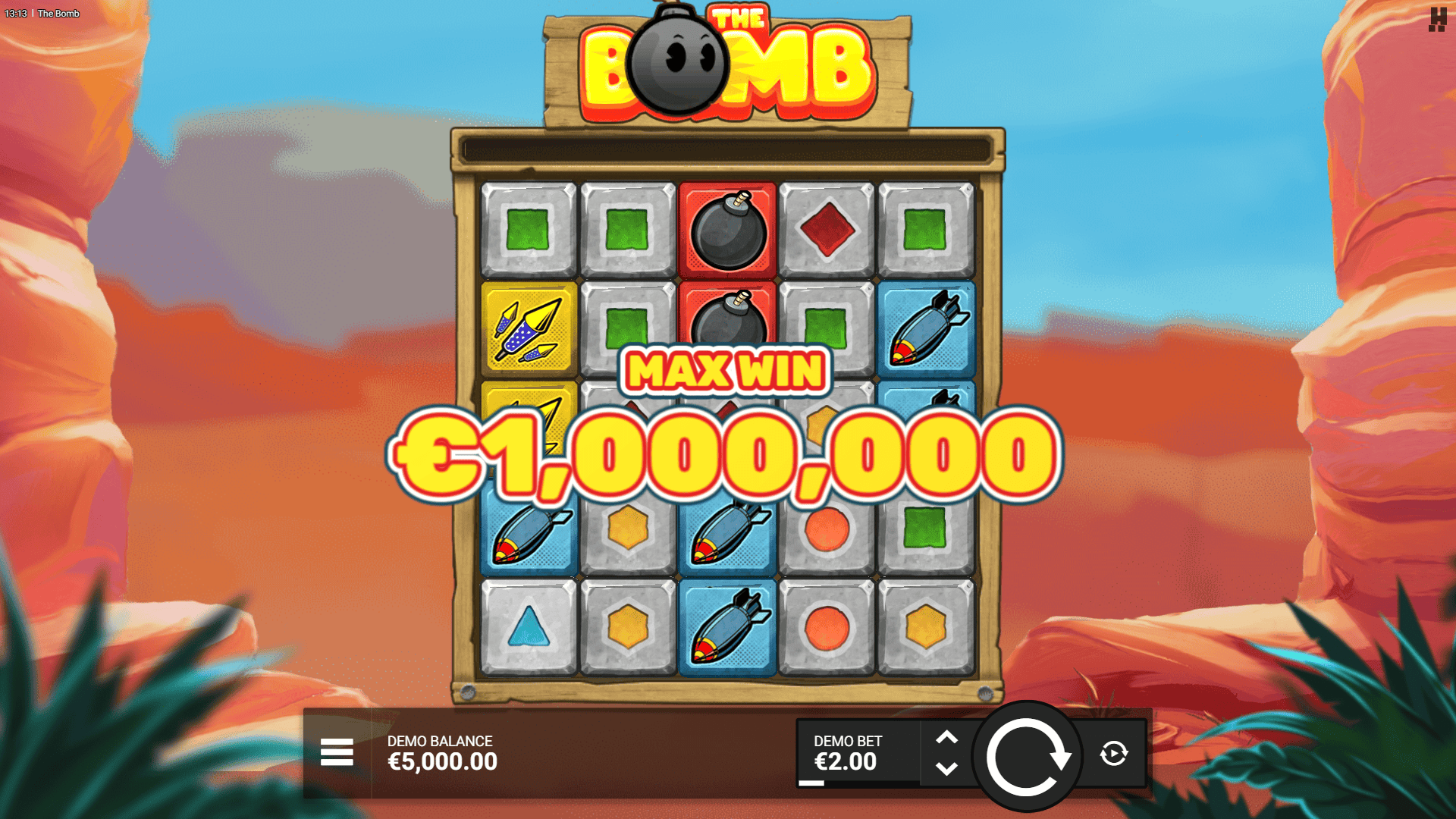 The Bomb slot gameplay reels