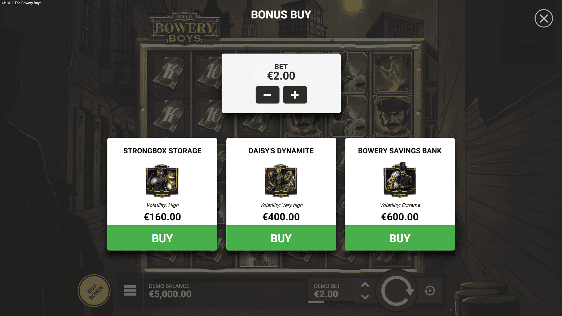 The Bowery Boys bonus buy menu