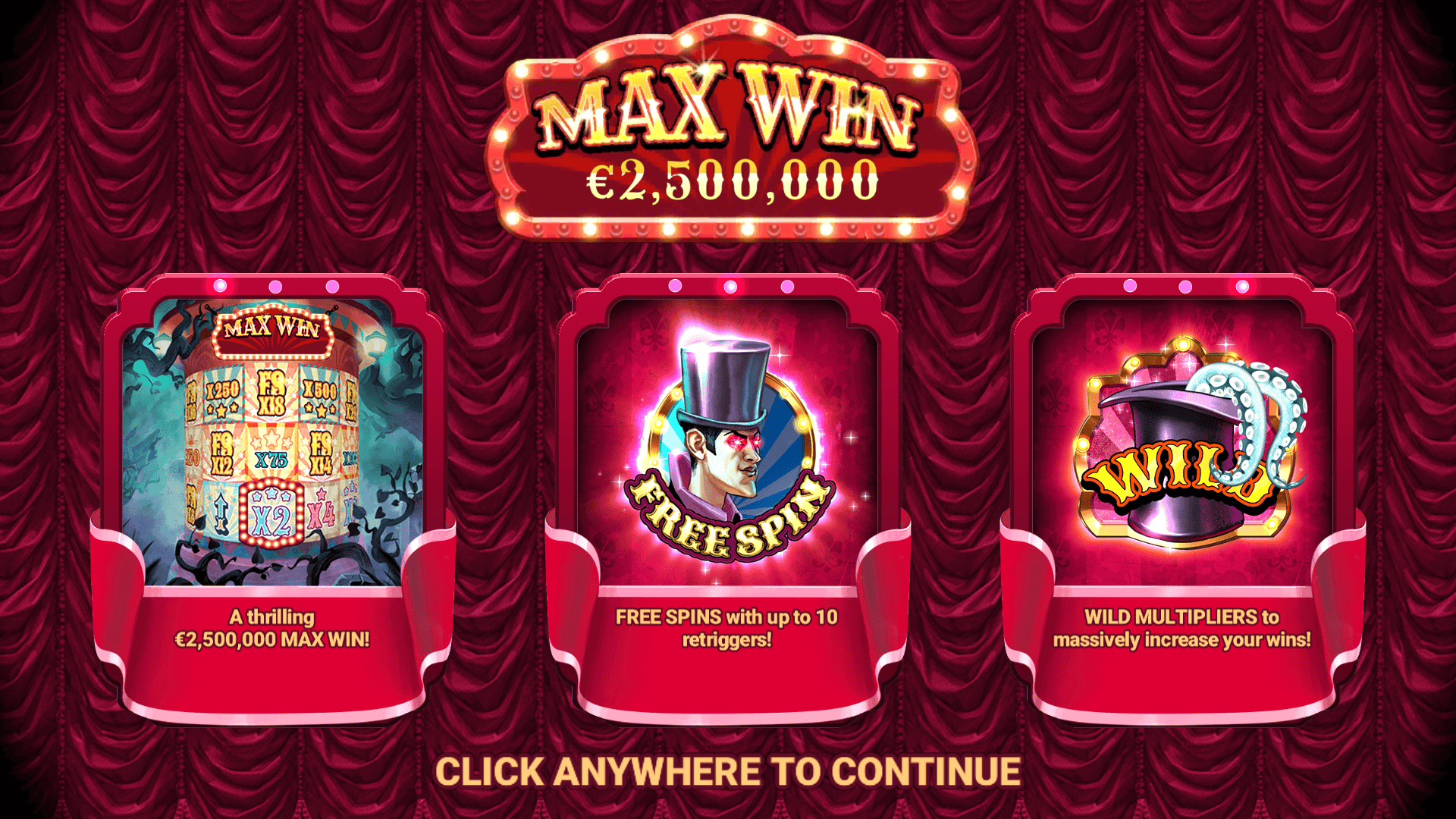 The Haunted Circus slot intro screen