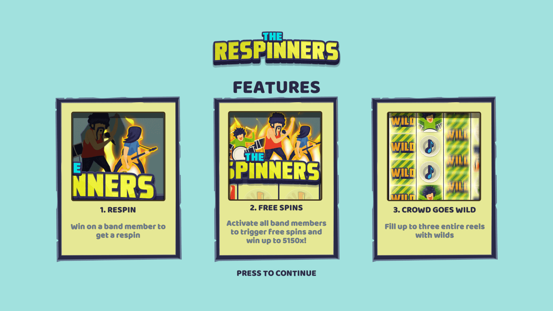 The Respinners slot intro screen