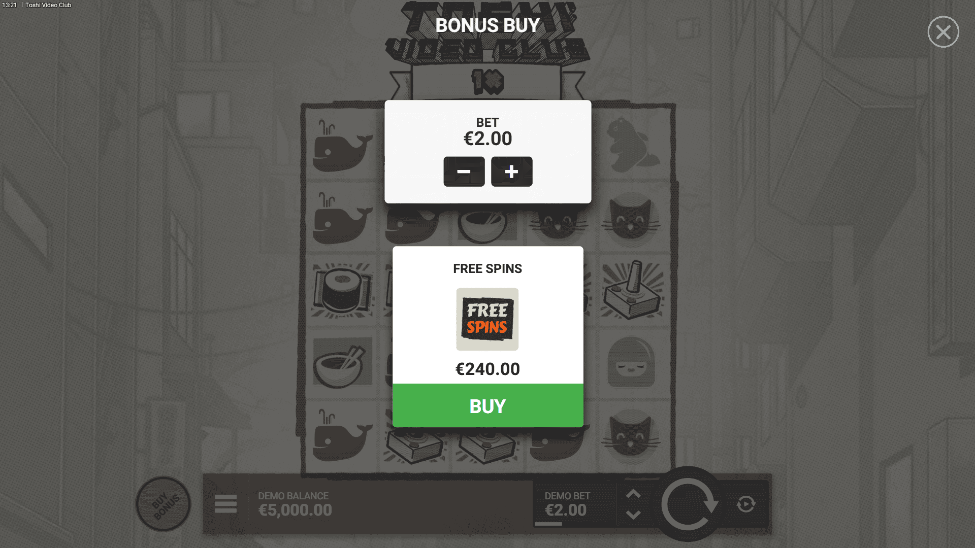Toshi Video Club bonus buy menu