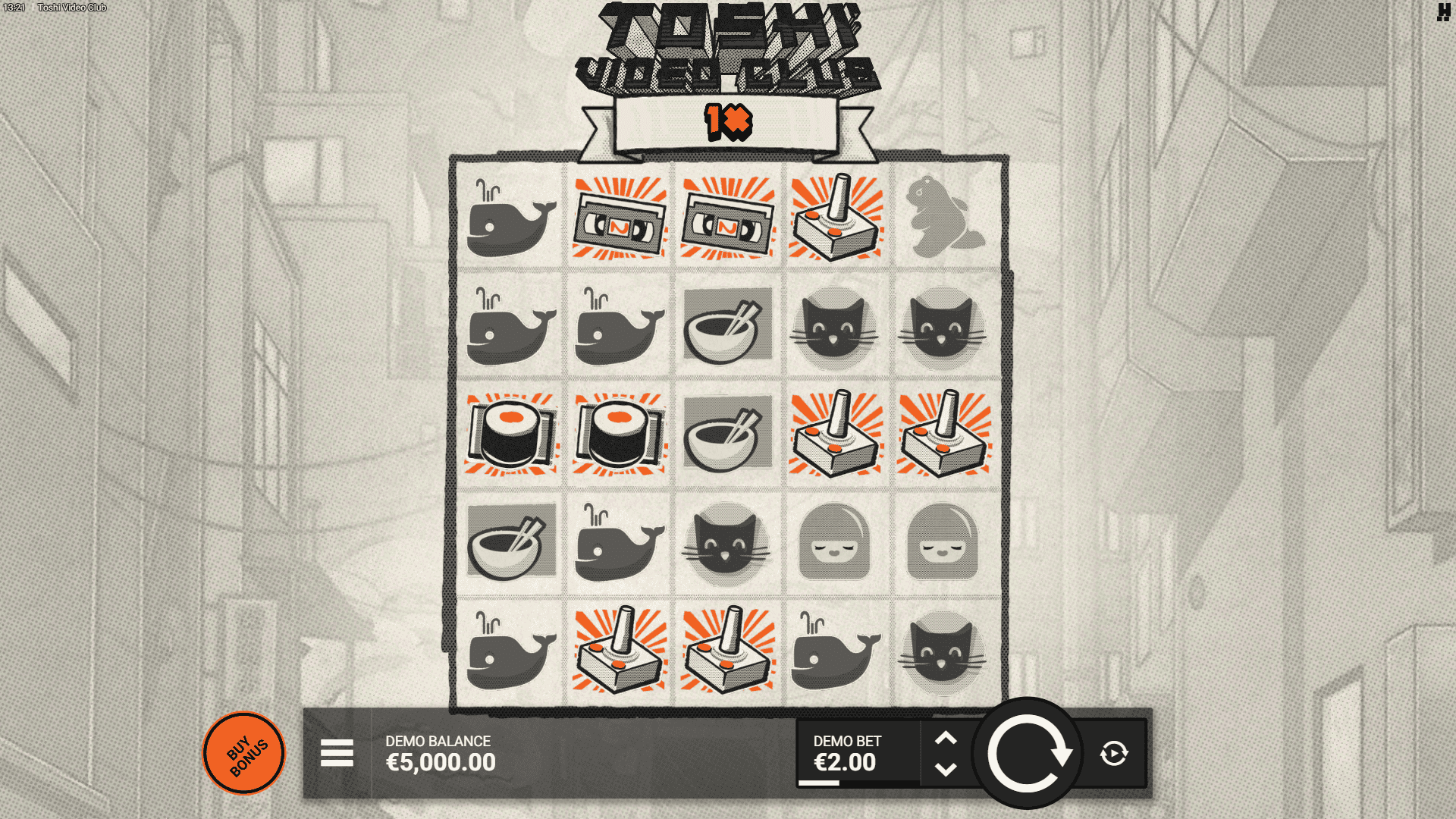 Toshi Video Club slot gameplay reels