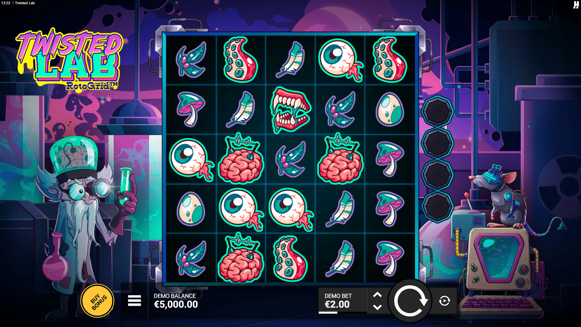 Twisted Lab RotoGrid slot gameplay reels