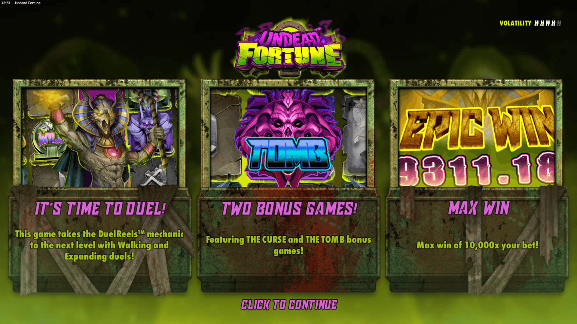 Undead Fortune slot intro screen