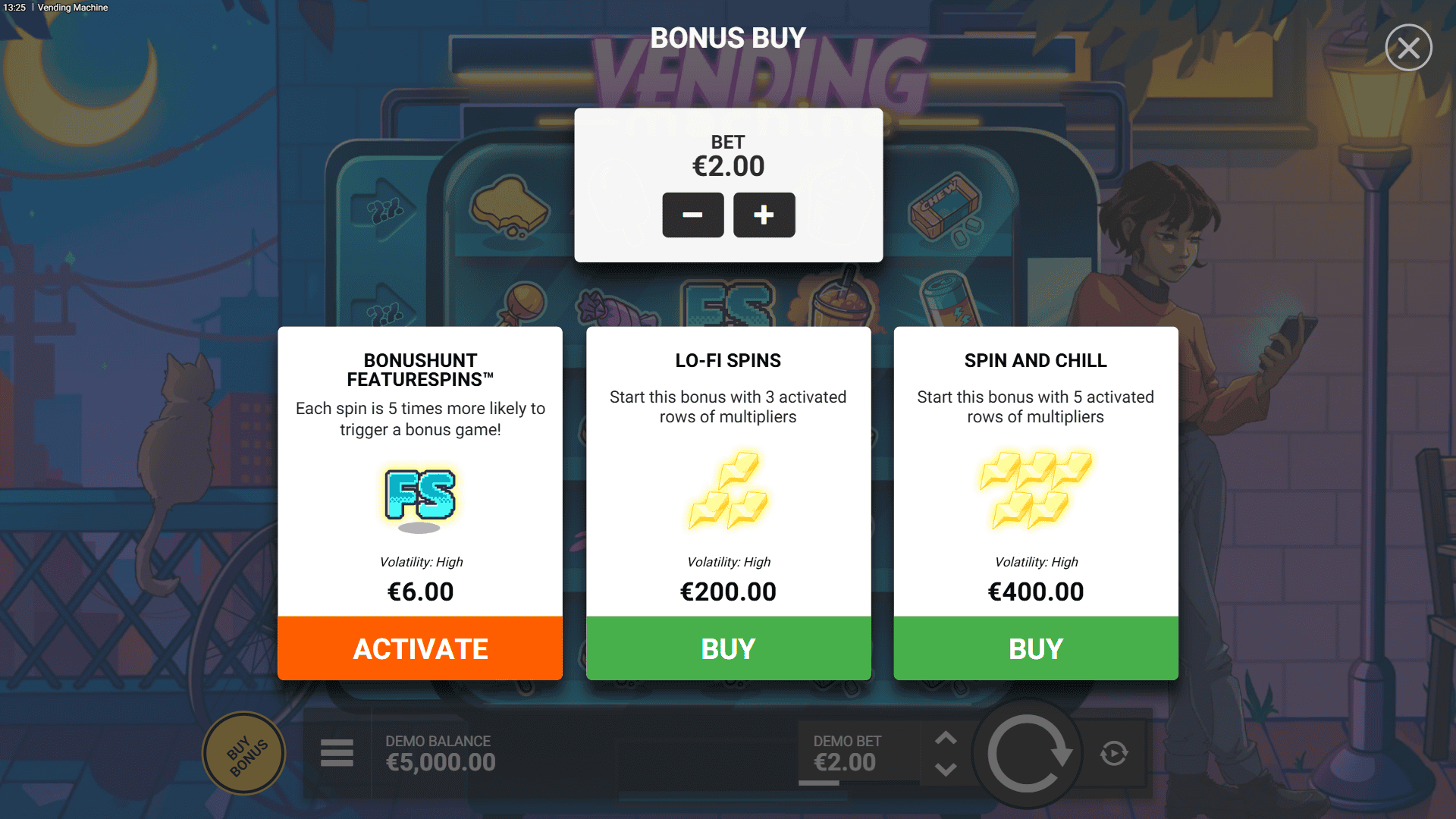 Vending Machine bonus buy menu