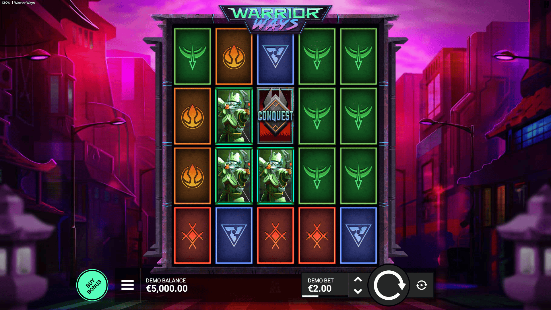 Warrior Ways slot gameplay reels