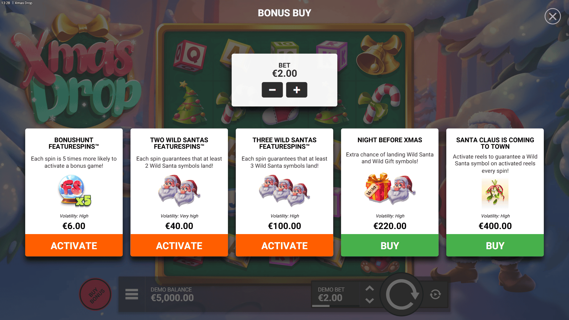 Xmas Drop bonus buy menu