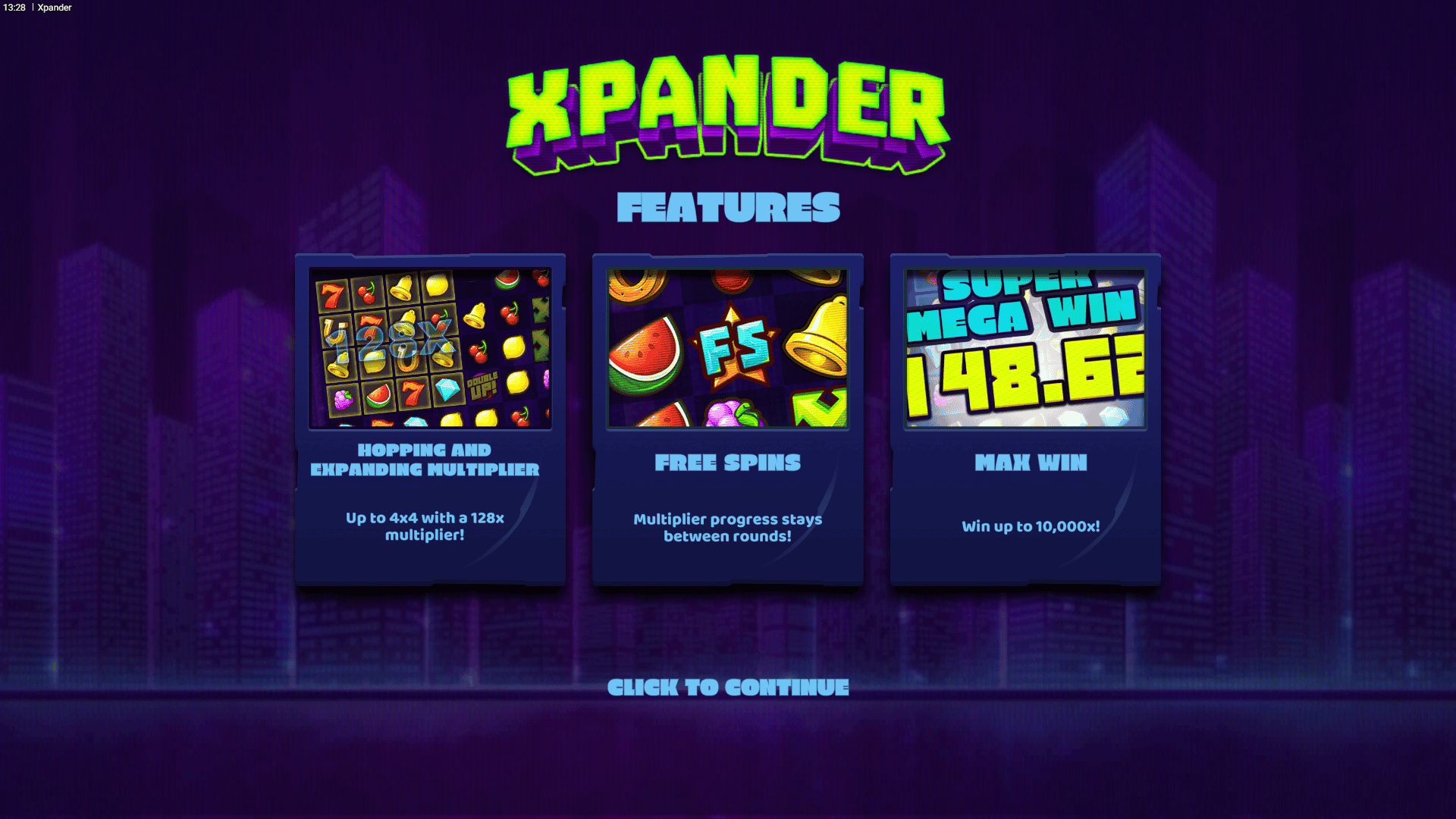 Xpander slot intro screen