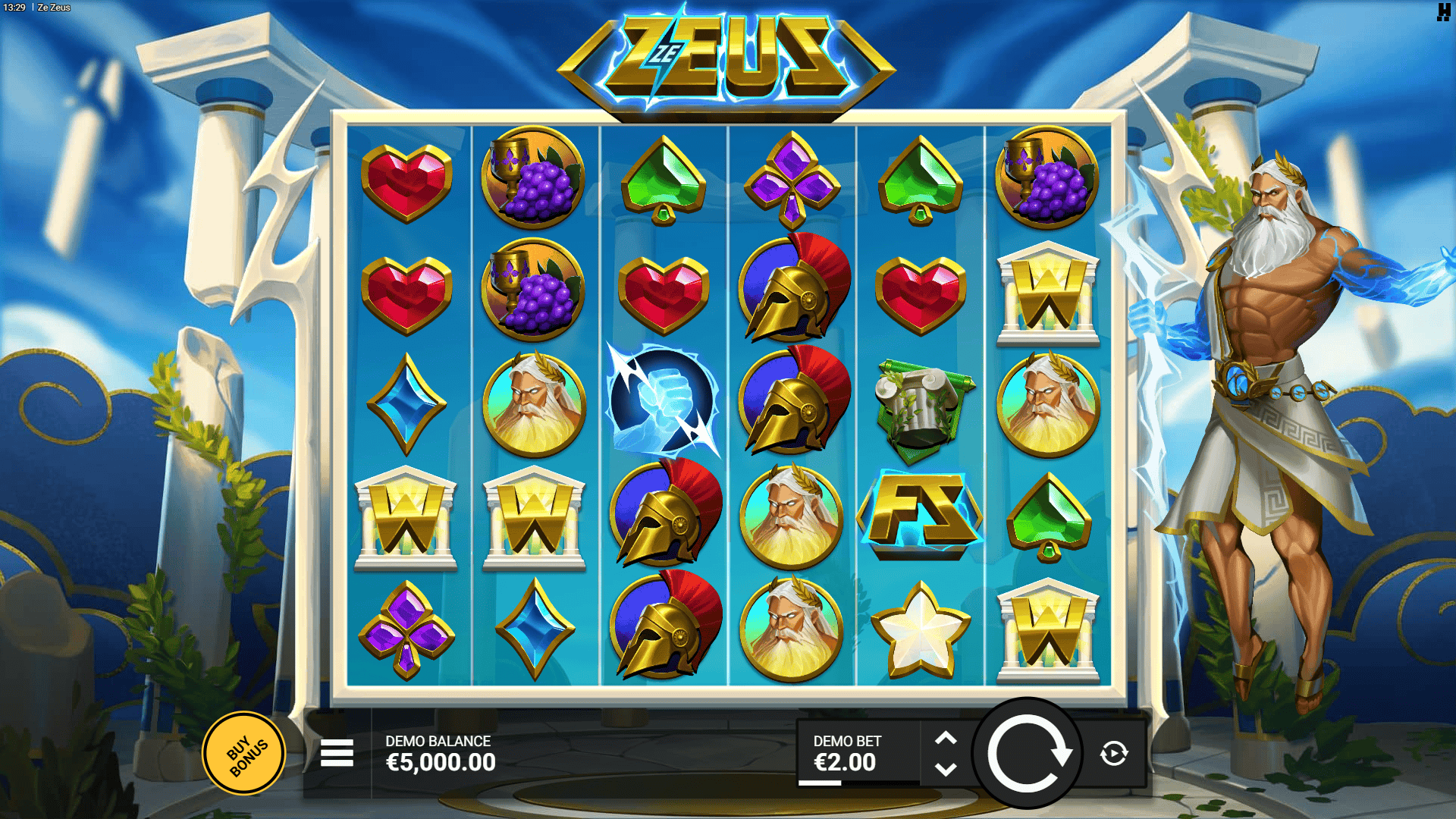 Ze Zeus slot gameplay reels