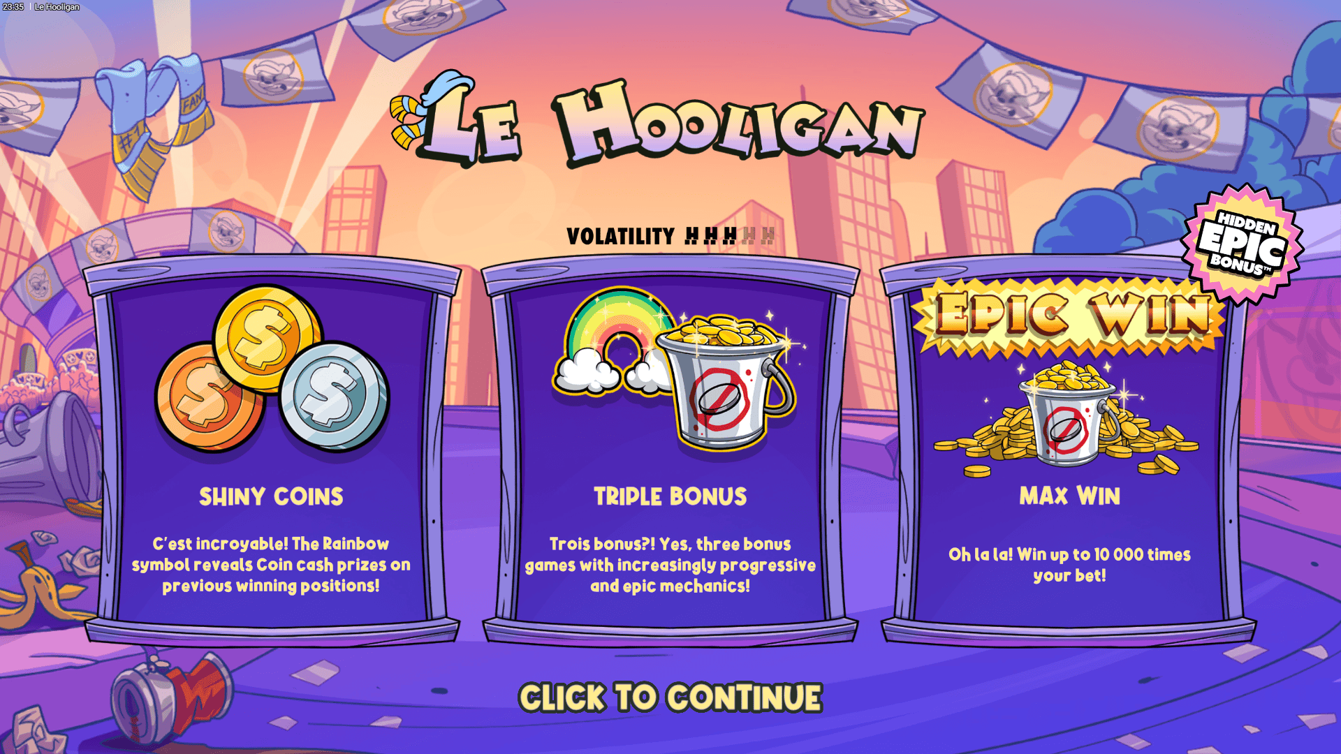 Le Hooligan slot intro screen