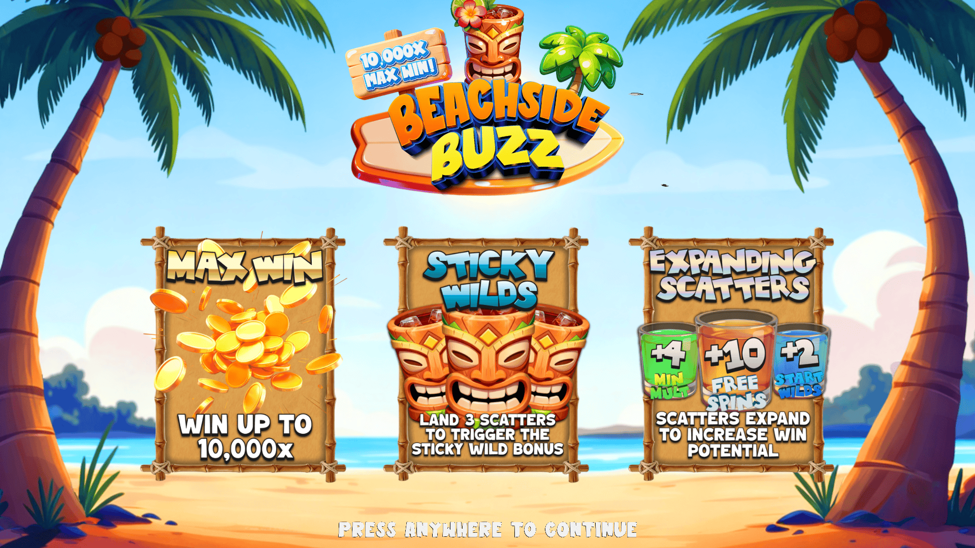Beachside Buzz slot intro screen