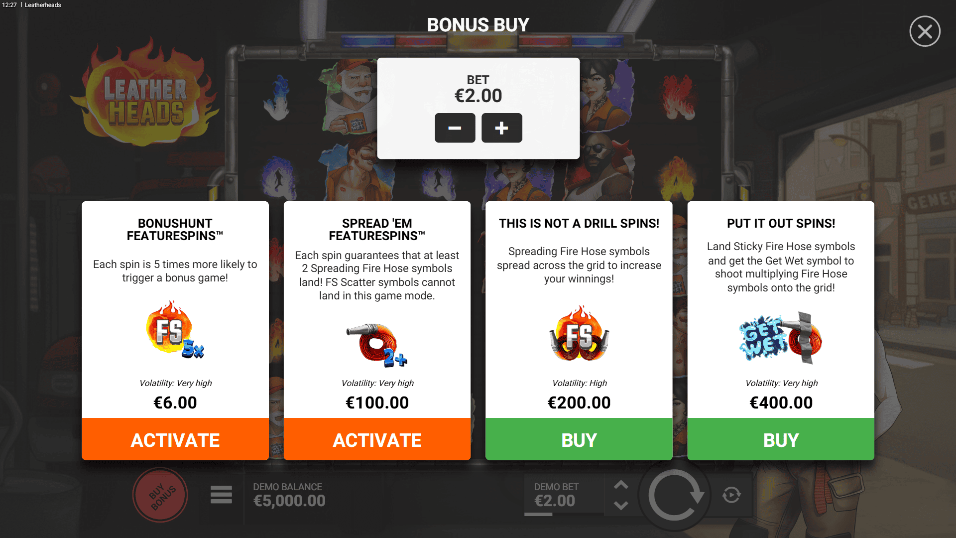 Leatherheads bonus buy menu