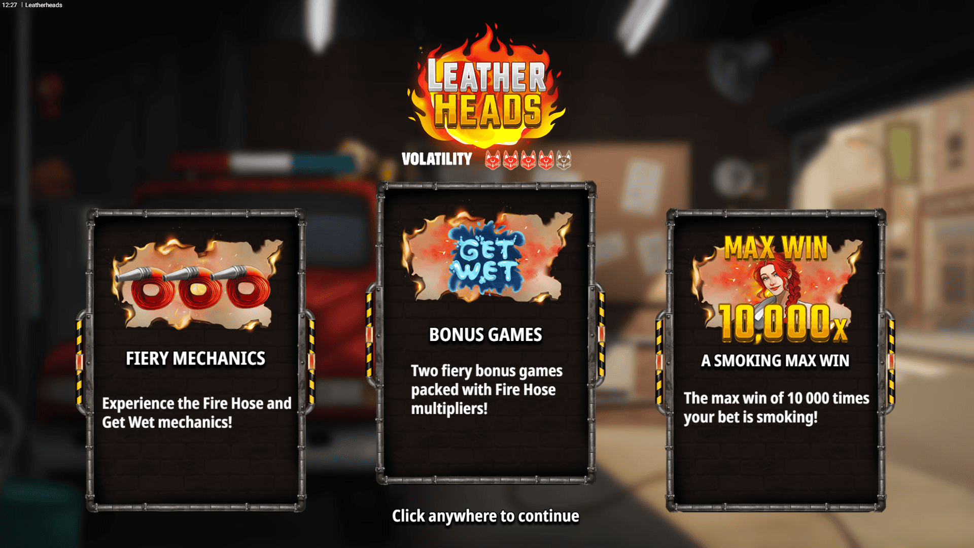 Leatherheads slot intro screen