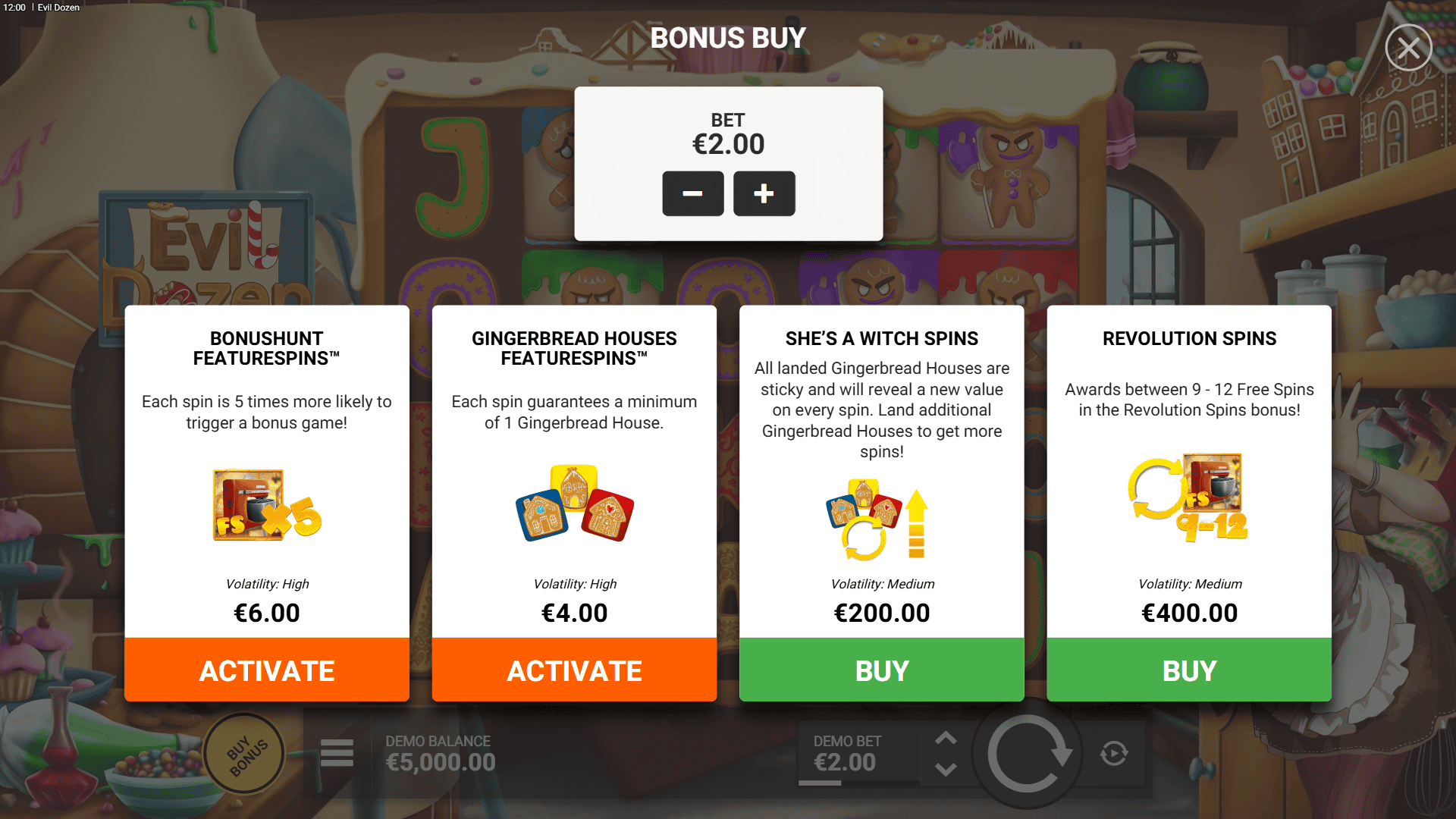 Evil Dozen bonus buy menu