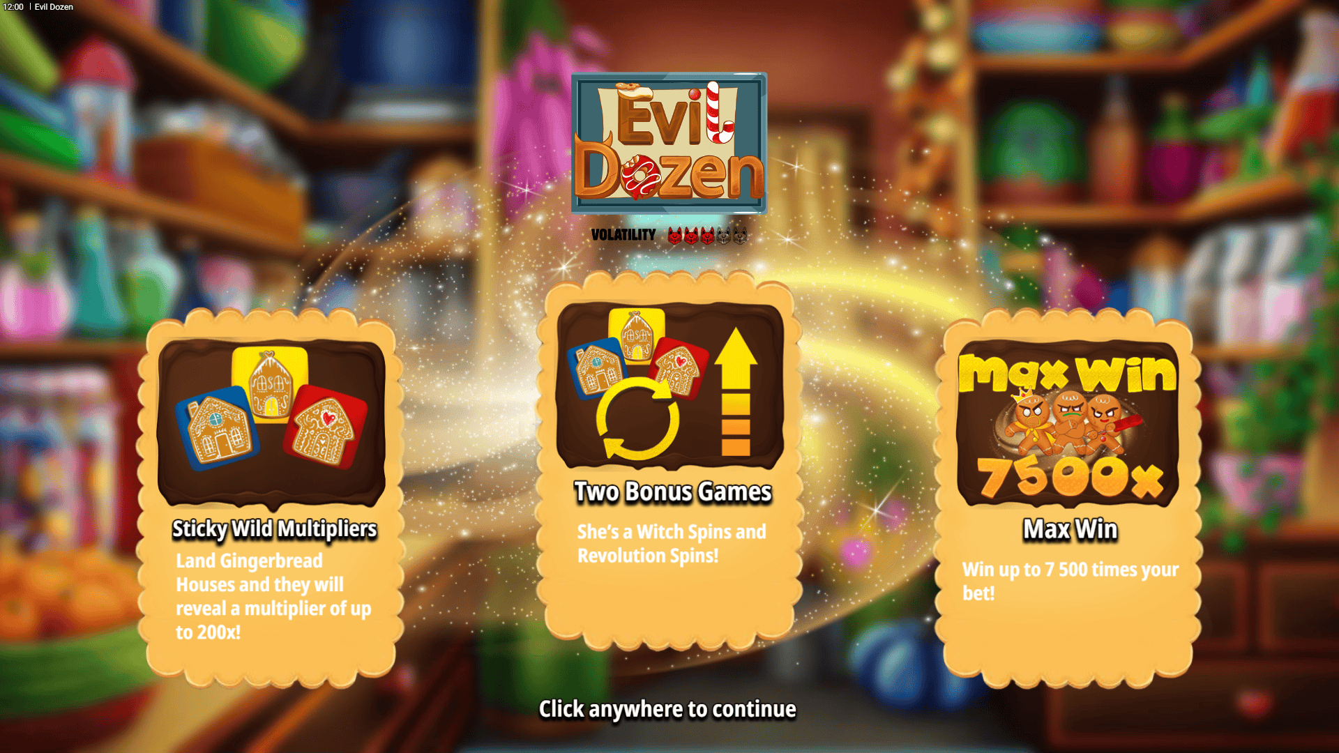 Evil Dozen slot intro screen