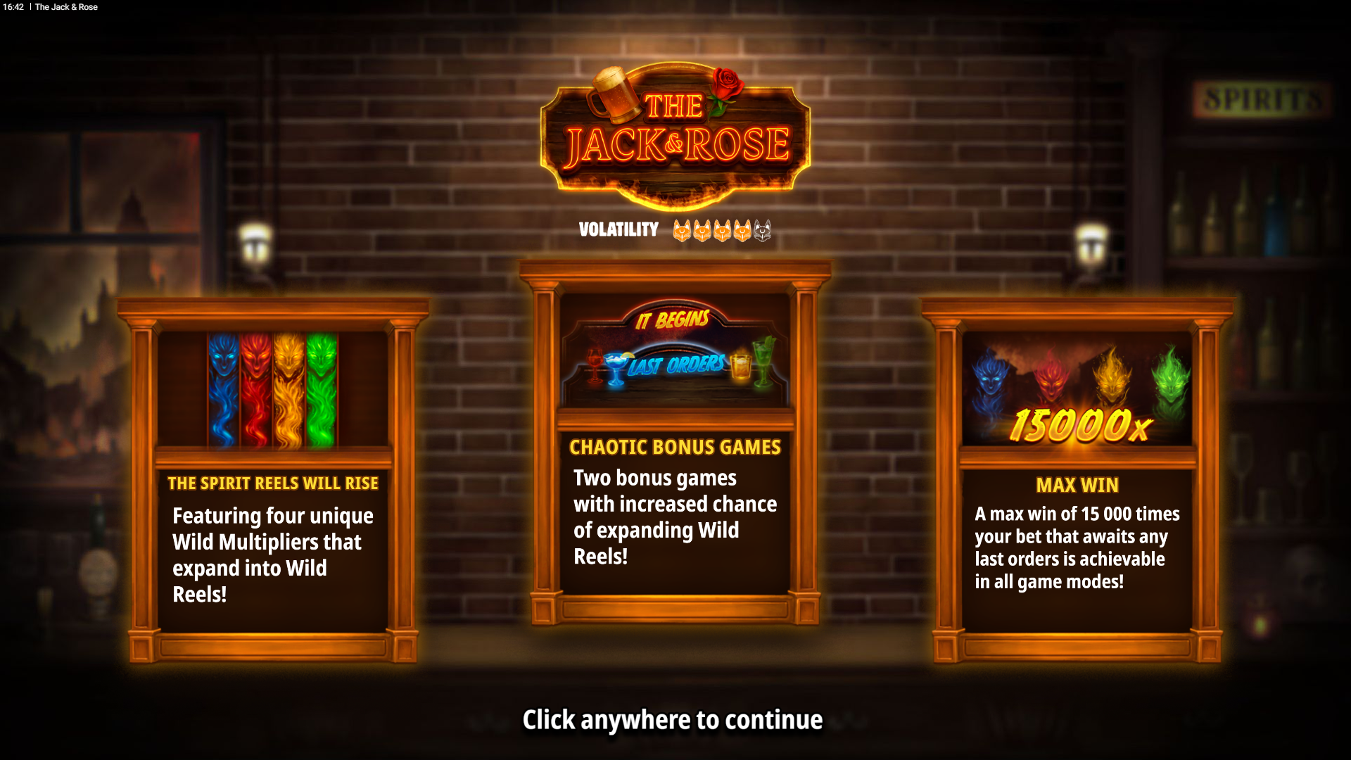 The Jack & Rose slot intro screen