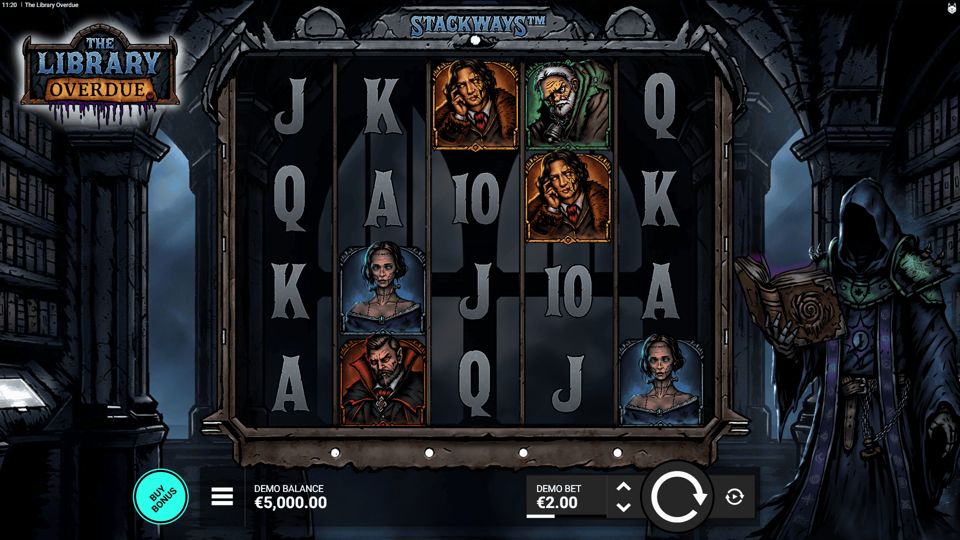 The Library Overdue slot gameplay reels