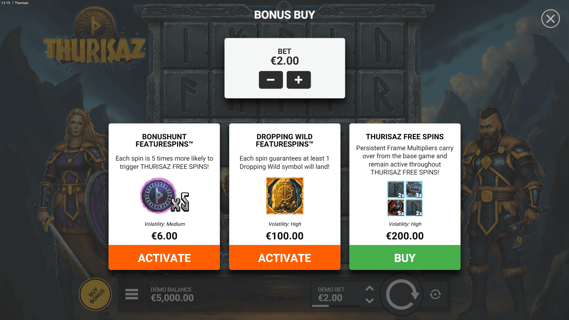 Thurisaz bonus buy menu