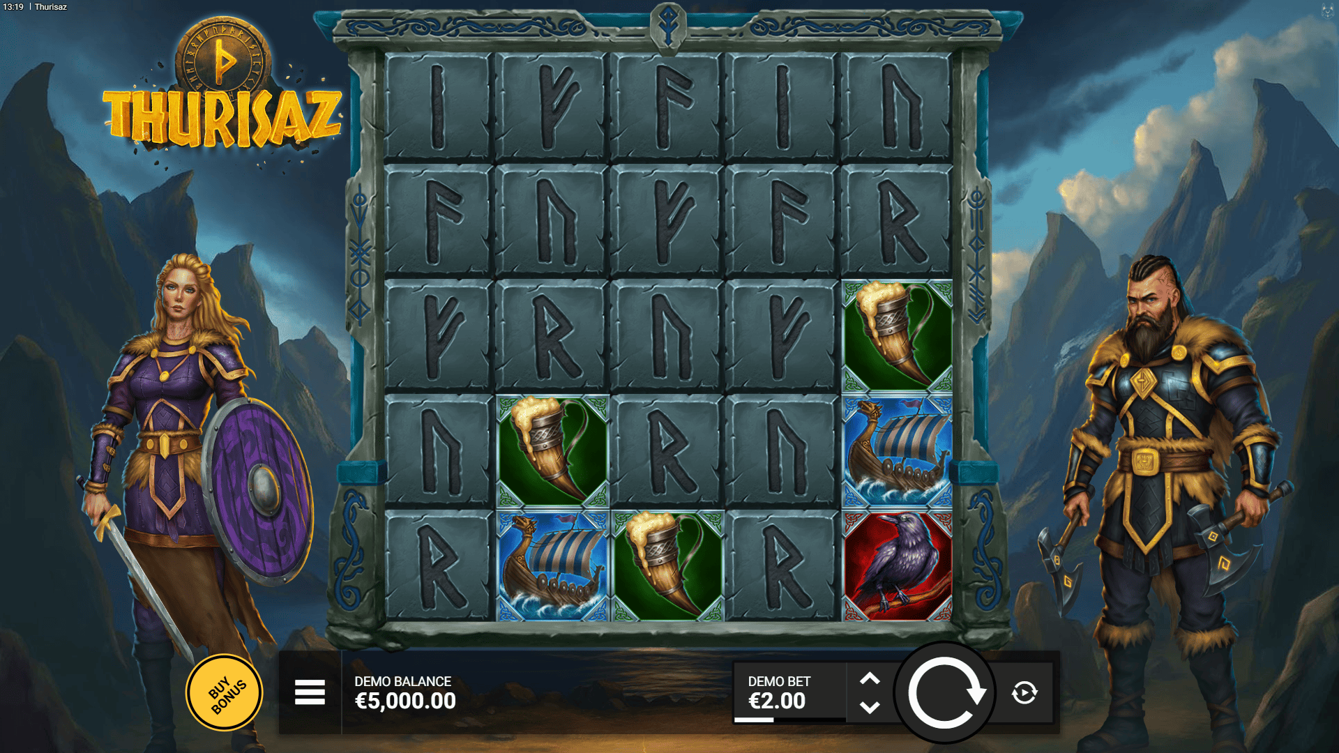 Thurisaz slot gameplay reels
