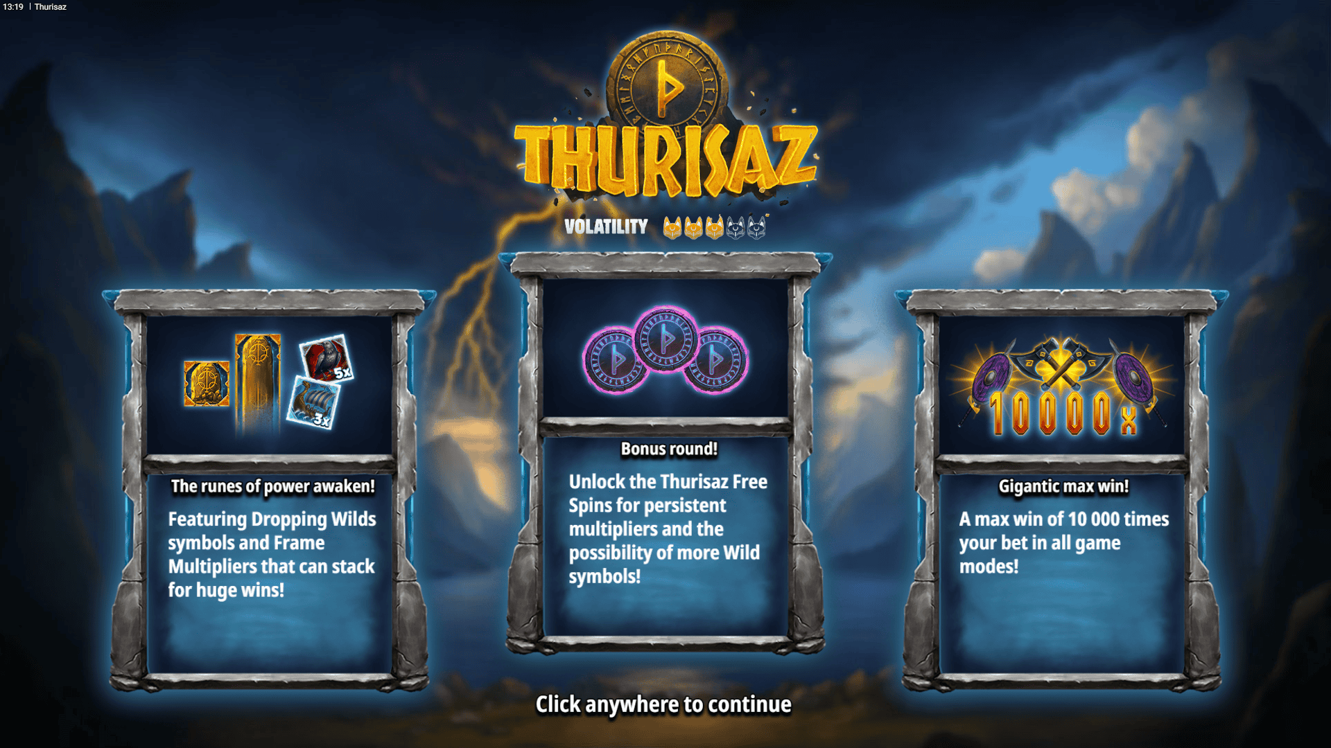 Thurisaz slot intro screen