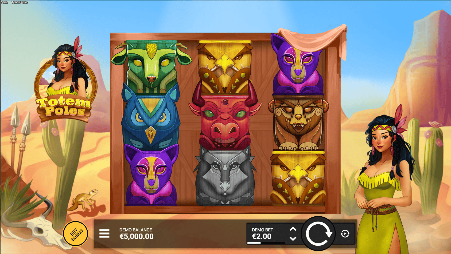 Totem Poles slot gameplay reels