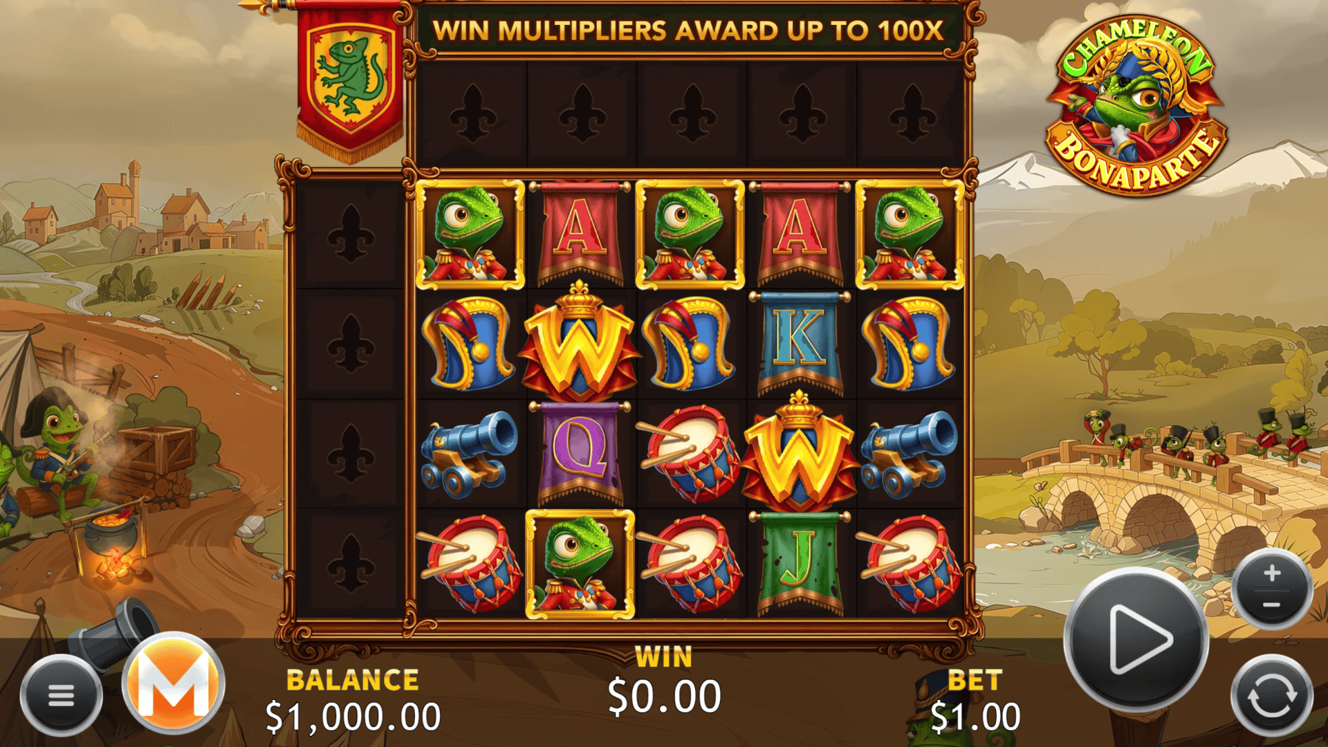 Chameleon Bonaparte slot gameplay reels