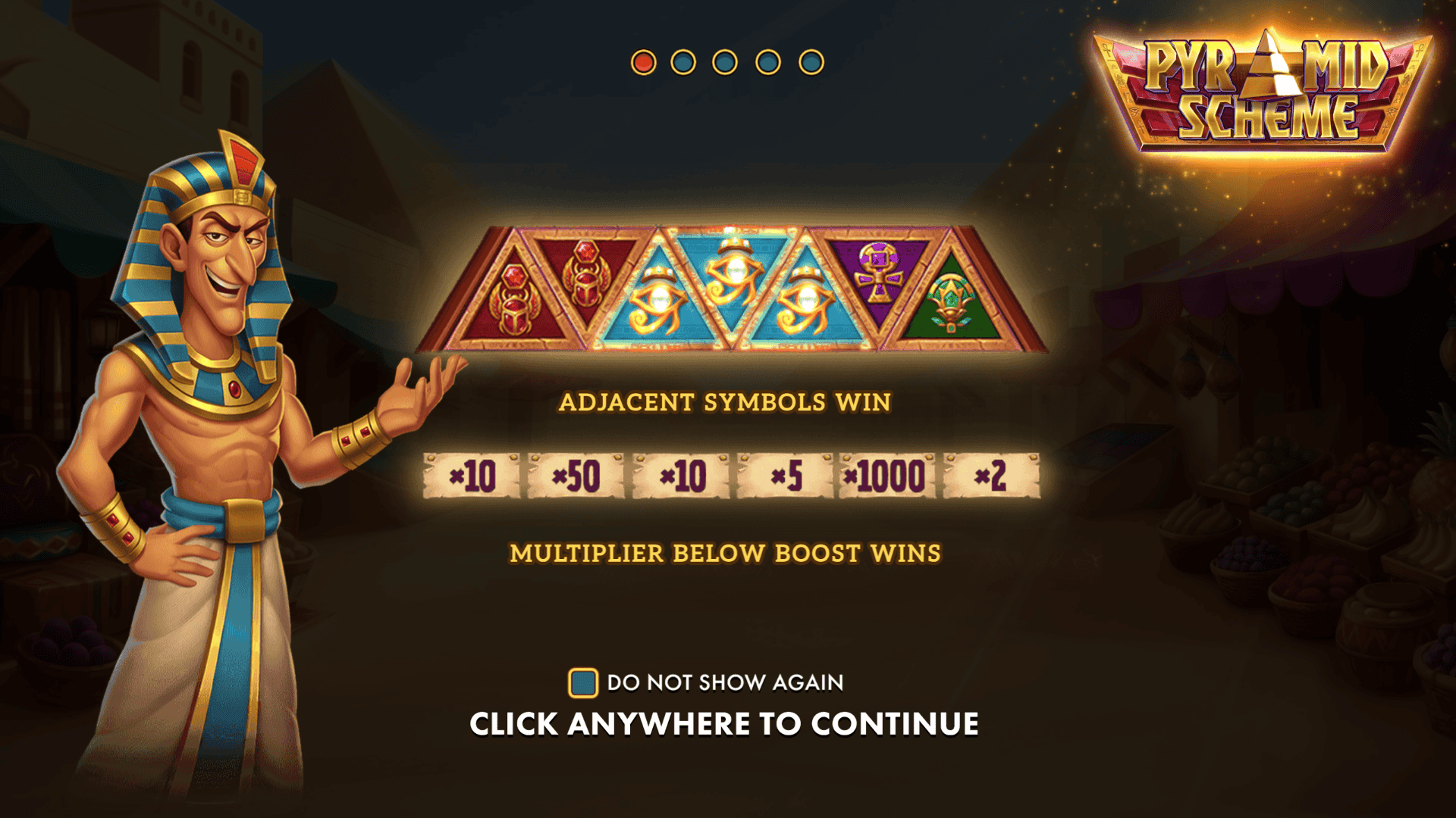 Pyramid Scheme slot intro screen