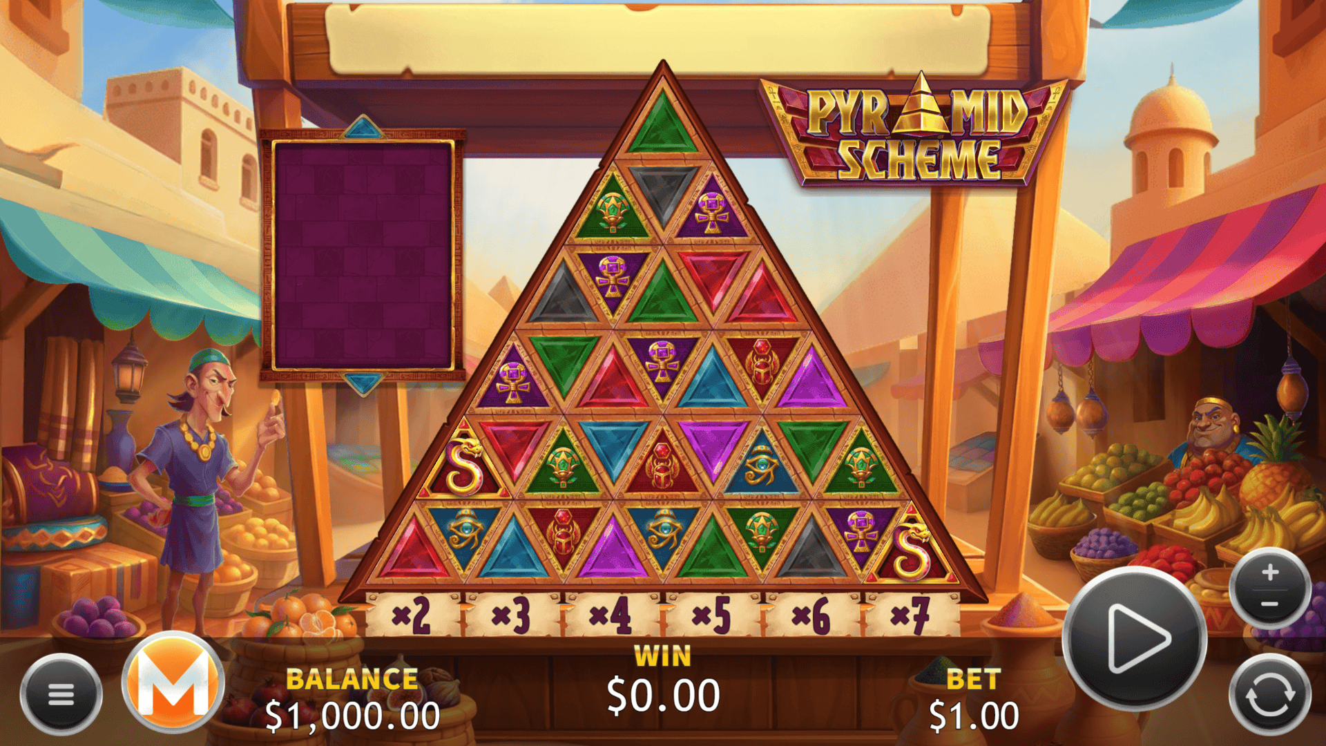 Pyramid Scheme slot gameplay reels