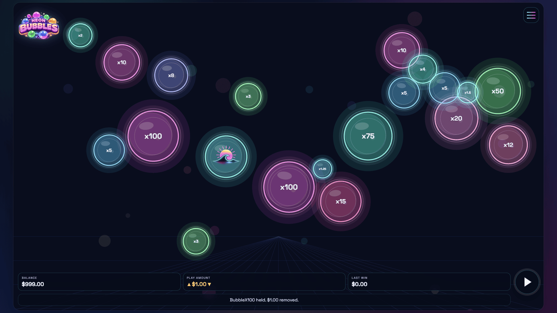 Neon Bubbles slot gameplay reels