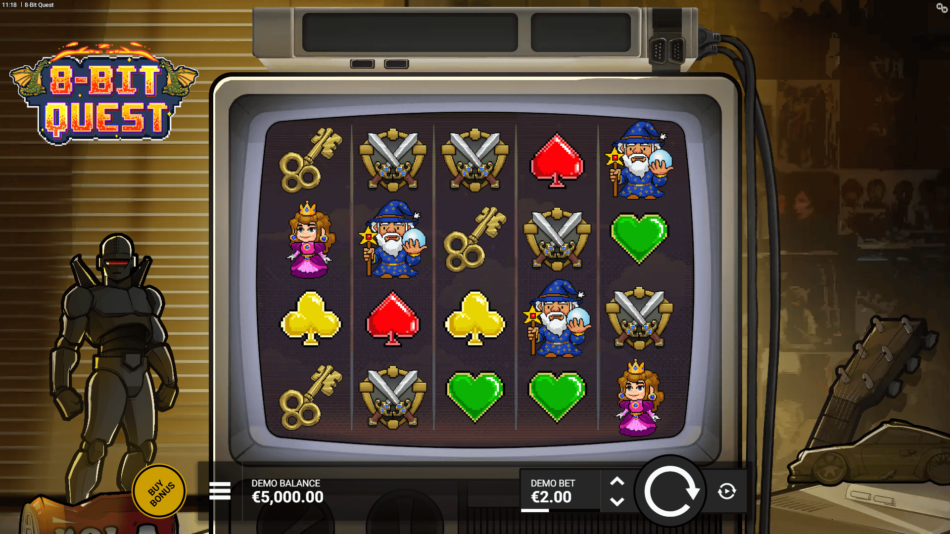 8-Bit Quest slot gameplay reels