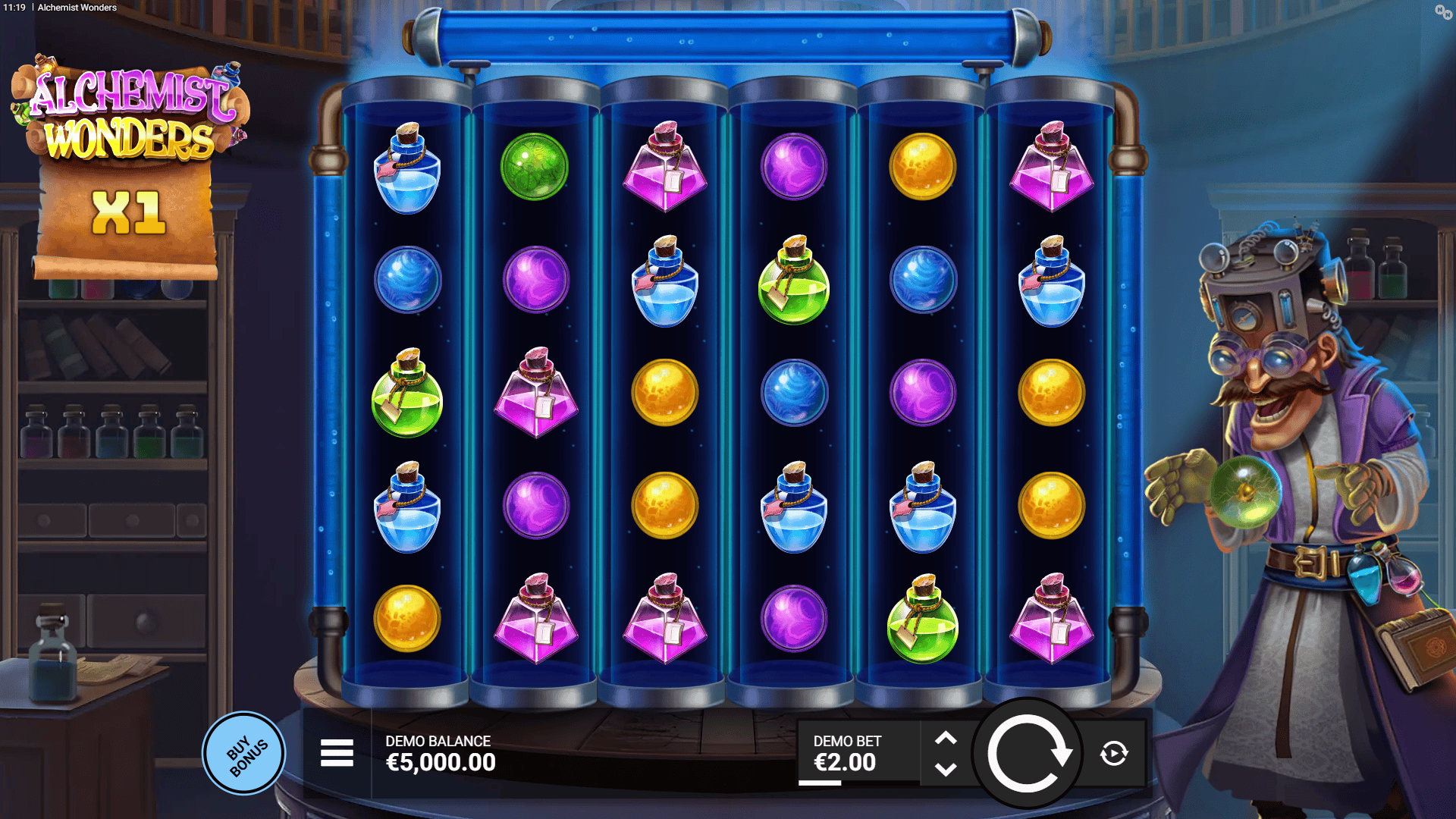Alchemist Wonders slot gameplay reels