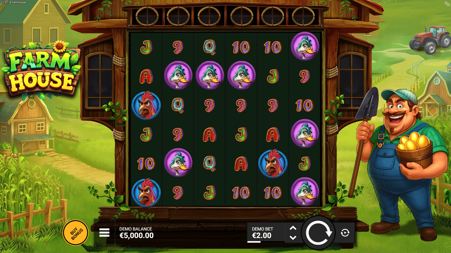 Farmhouse slot gameplay reels