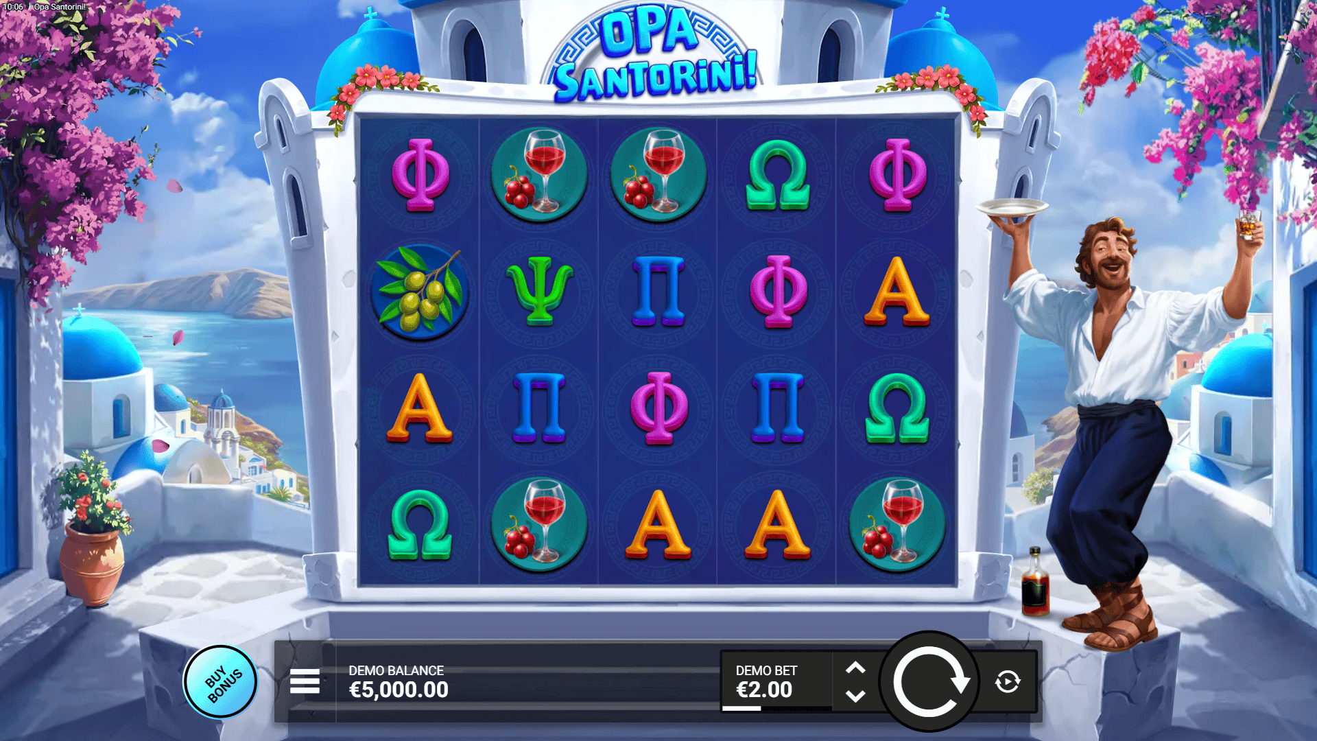 Opa Santorini slot gameplay reels