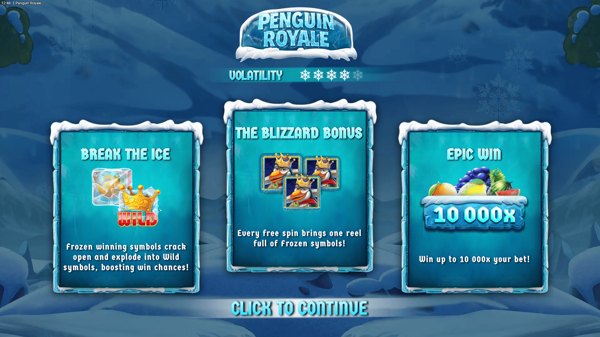 Penguin Royale slot intro screen