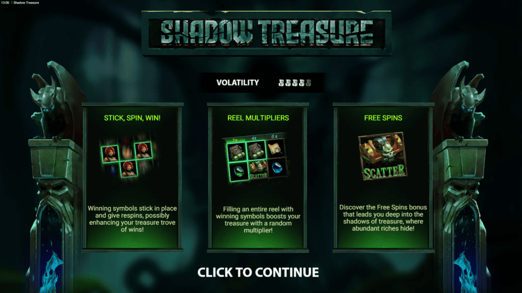 Nownow gaming shadow treasure intro screen