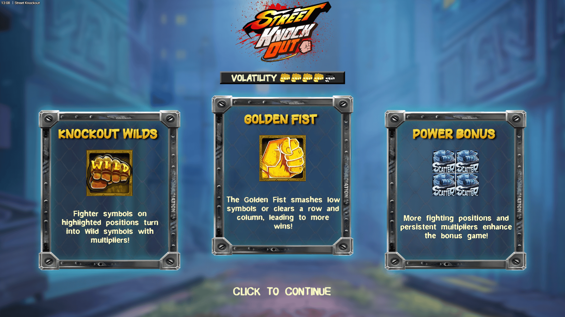 Street Knockout slot intro screen