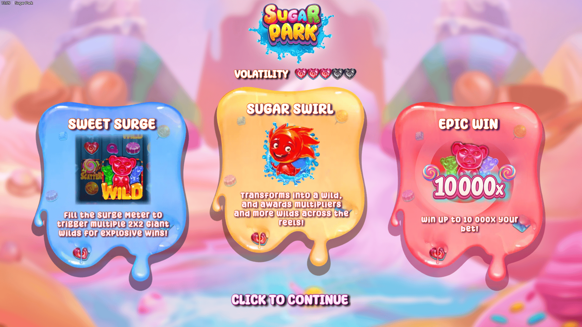 Sugar Park slot intro screen