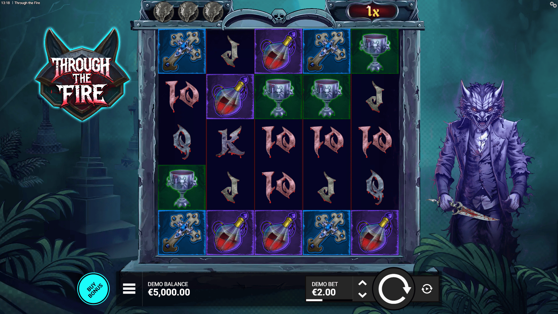 Through the Fire slot gameplay reels