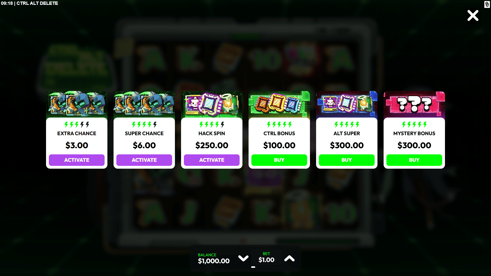 CTRL ALT DELETE bonus buy menu