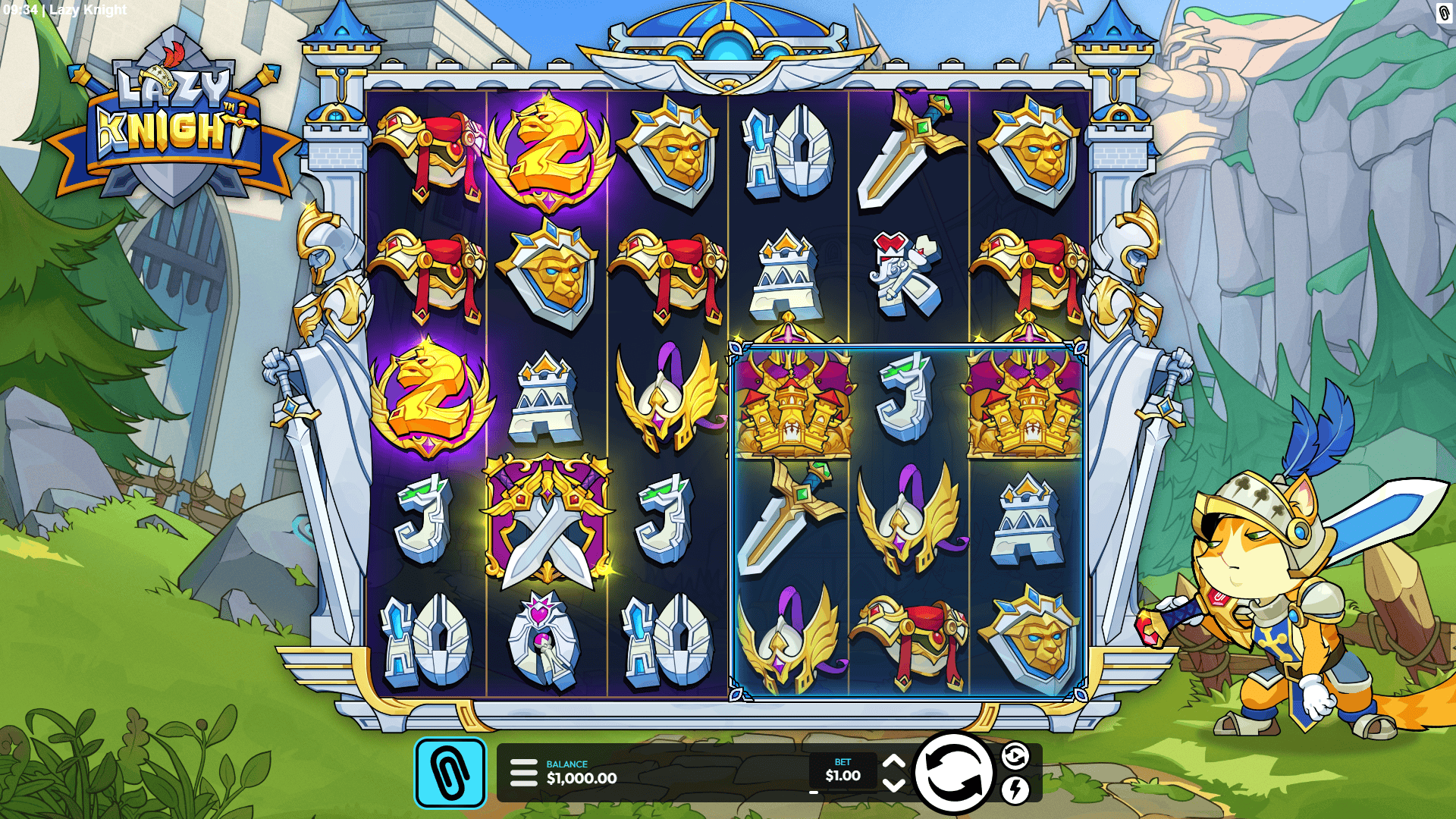 Lazy Knight slot gameplay reels
